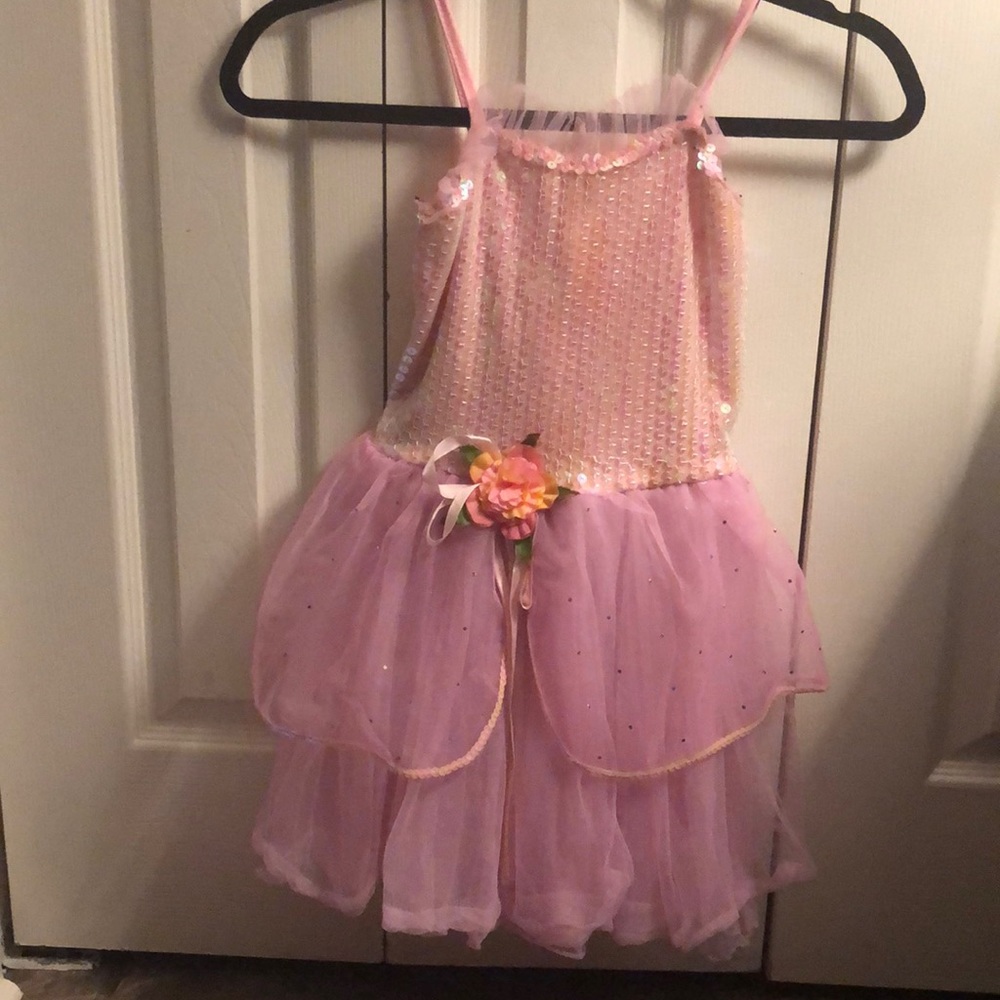 Pink sequin flower girls dress size L 7/8